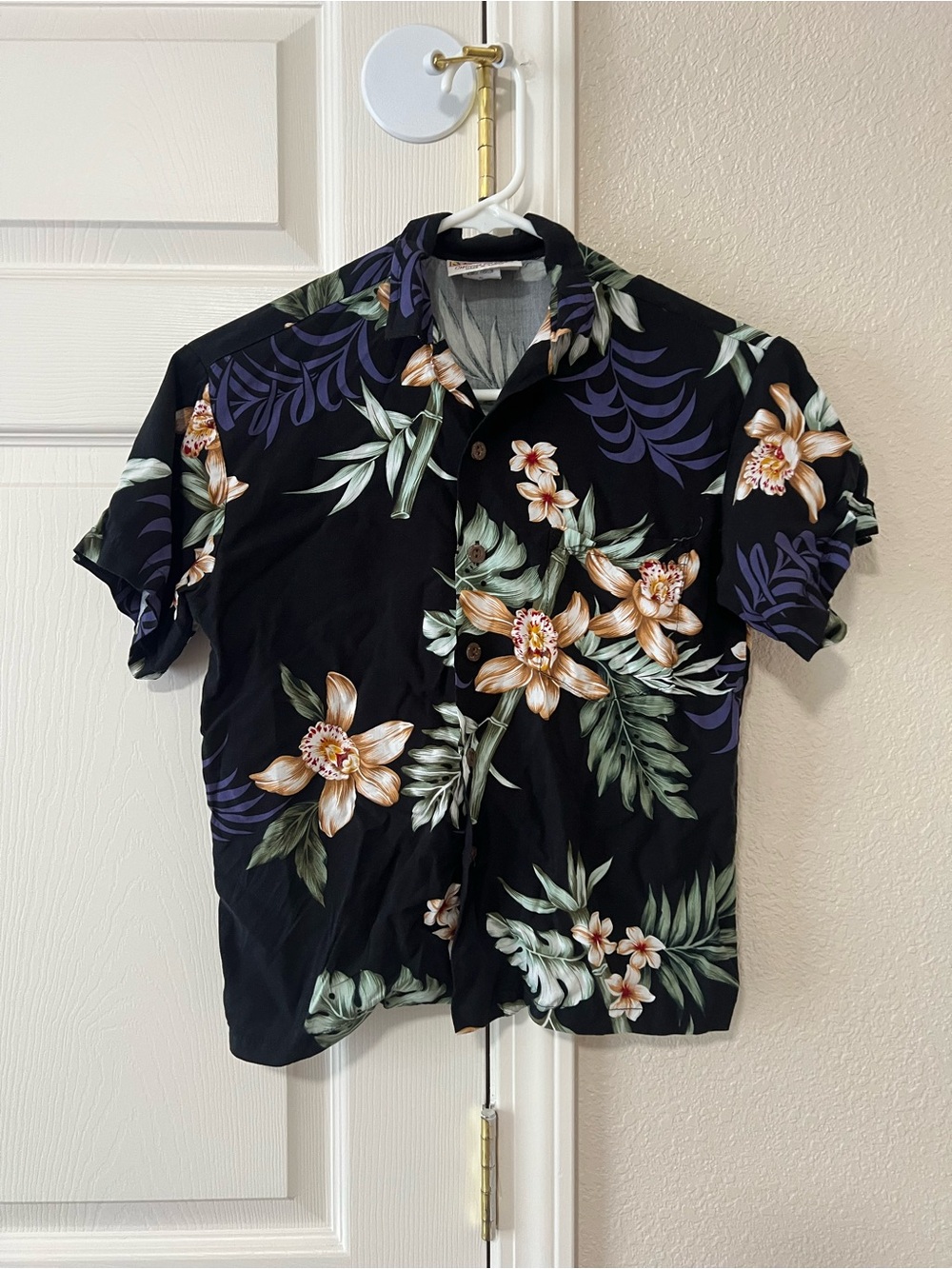 Winnie Fashion Kids Hawaiian Shirt Black Floral Size Small